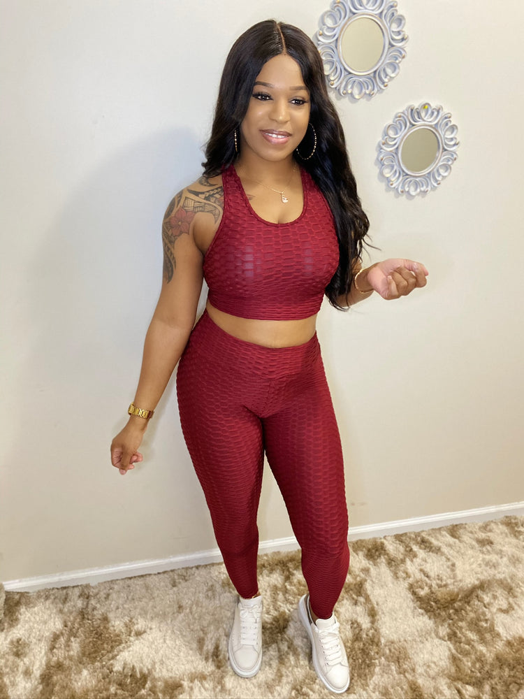 Platinum Gym Leggings Set (Burgundy)